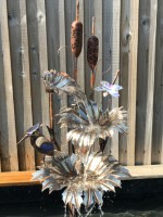 c. Mixed 3 leaf Gunnera with Twin Bullrushes and Titanium Kingfisher and Dragonfly.jpg